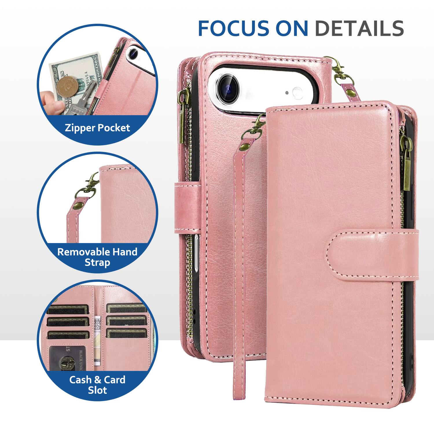 a SHS 2 3545A - u FOCUS ON DETAILS  
Zipper Pocket  
Removable Hand Strap  
Cash & Card Slot