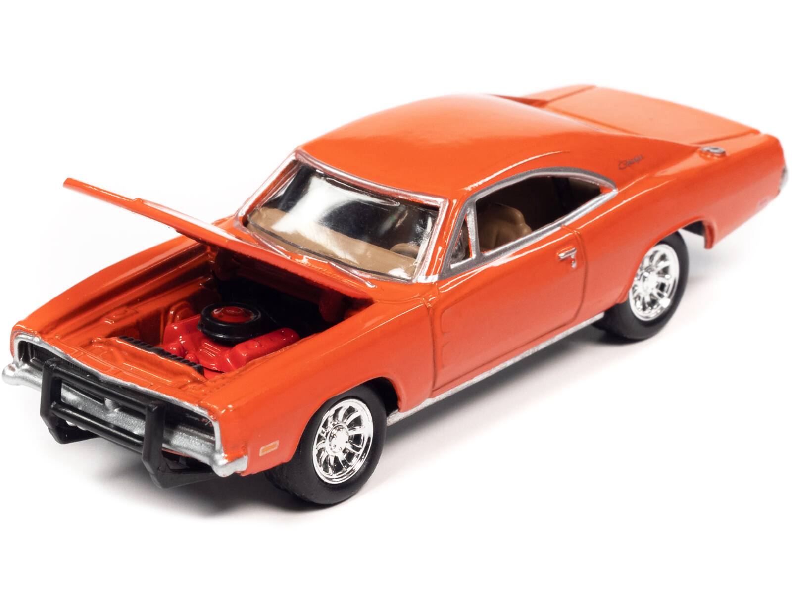 Left. Johnny Lightning - 1969 Dodge Charger R/T Orange "Country Charger" 1/64 Diecast Model Car by Johnny Lightning - Orange.