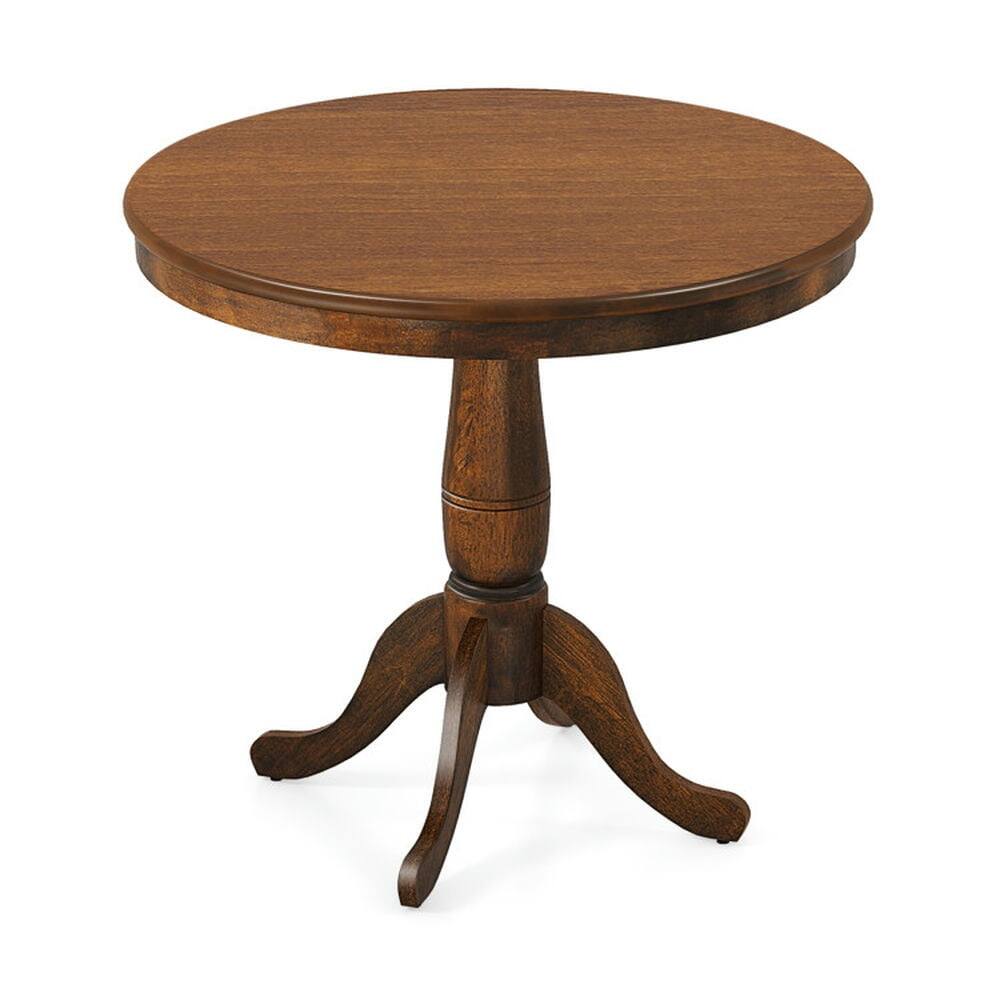 Back. Resenkos - 32 In Wooden Round Pub Pedestal Side Table, Dining Table, Kitchen Bar Height Table and Chairs for Dining Room - Brown.