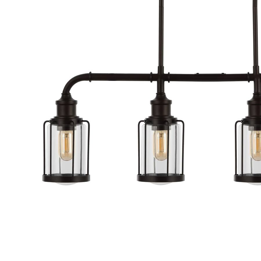 Jonathan Y Abbott 34" 4 Light Farmhouse Industrial Iron/Glass Linear ...