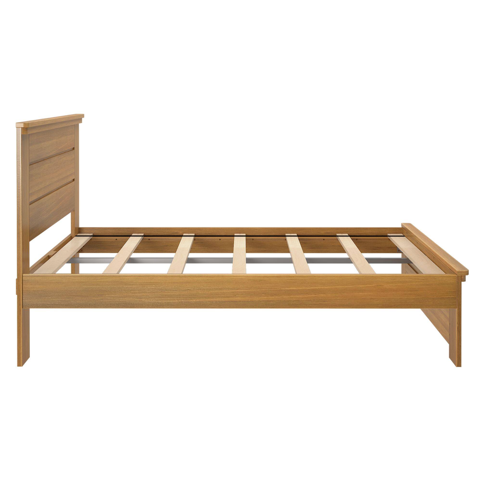 Alt View 3. Plank+Beam - Farmhouse Full Bed with Panel Headboard, Pecan - Pecan Dip.