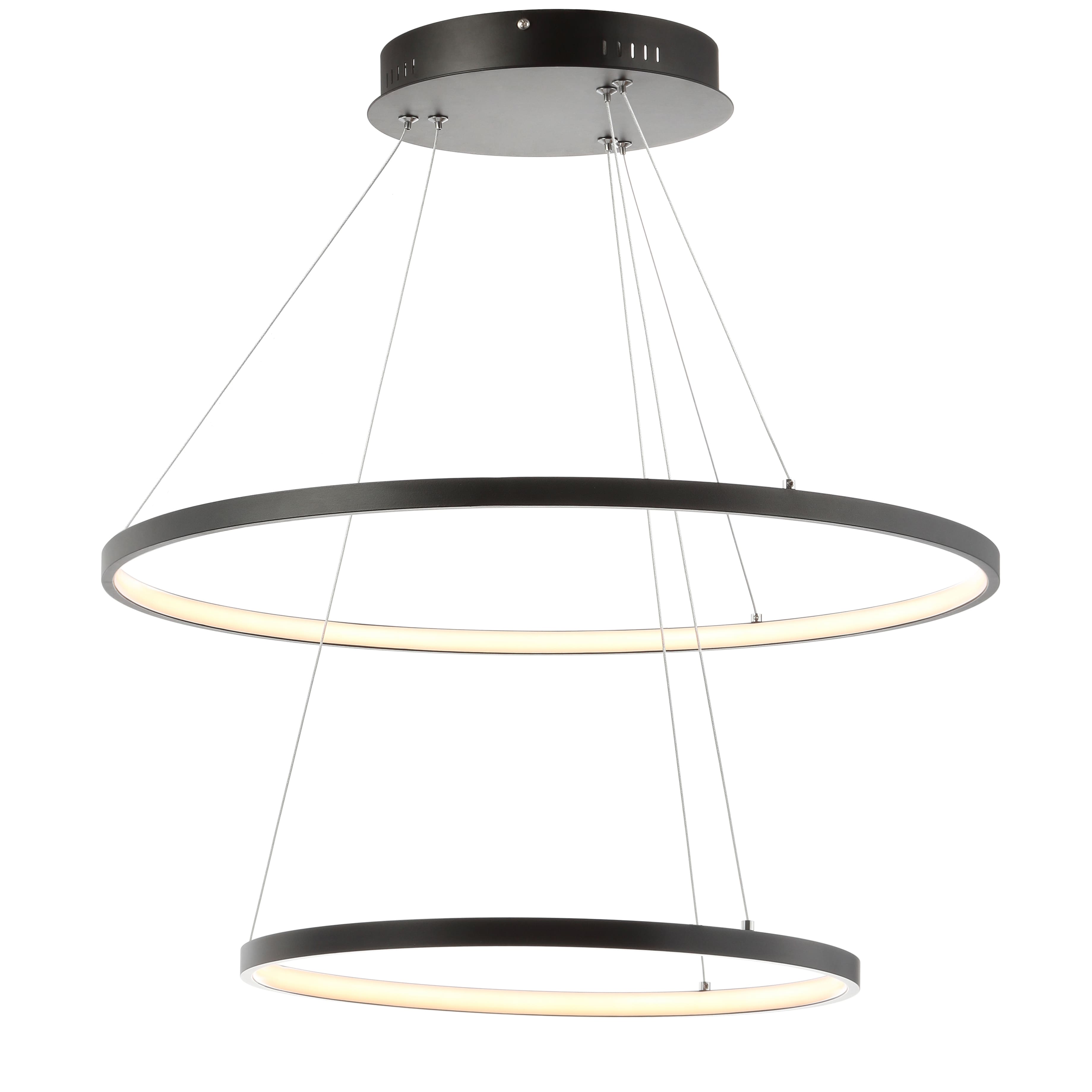 "Jonathan Y - Brice 24"" 2-Light Modern Contemporary Metal Round Integrated LED Pendant - Matte Black" price history on PriceWatchPro