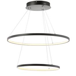 Jonathan Y - Brice 24" 2-Light Modern Contemporary Metal Round Integrated LED Pendant - Matte Black