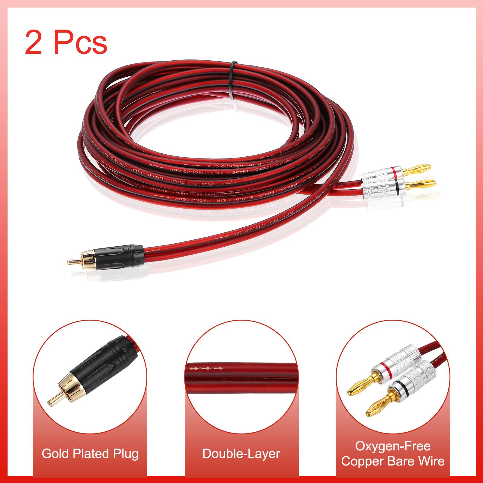 2 Pcs ANDIDIVIDEO AURIPUIRER .. 9 SNINM HGK AUDISIIDEO CALE SIE2RO CRADE ORADE CAT -- Cm - CECE C..E.- MOORE -E- TAETE CROIVDICUS TT SRADE MMADIA KRN mDE  Gold Plated Plug Double-Layer Oxygen-Free Copper Bare Wire