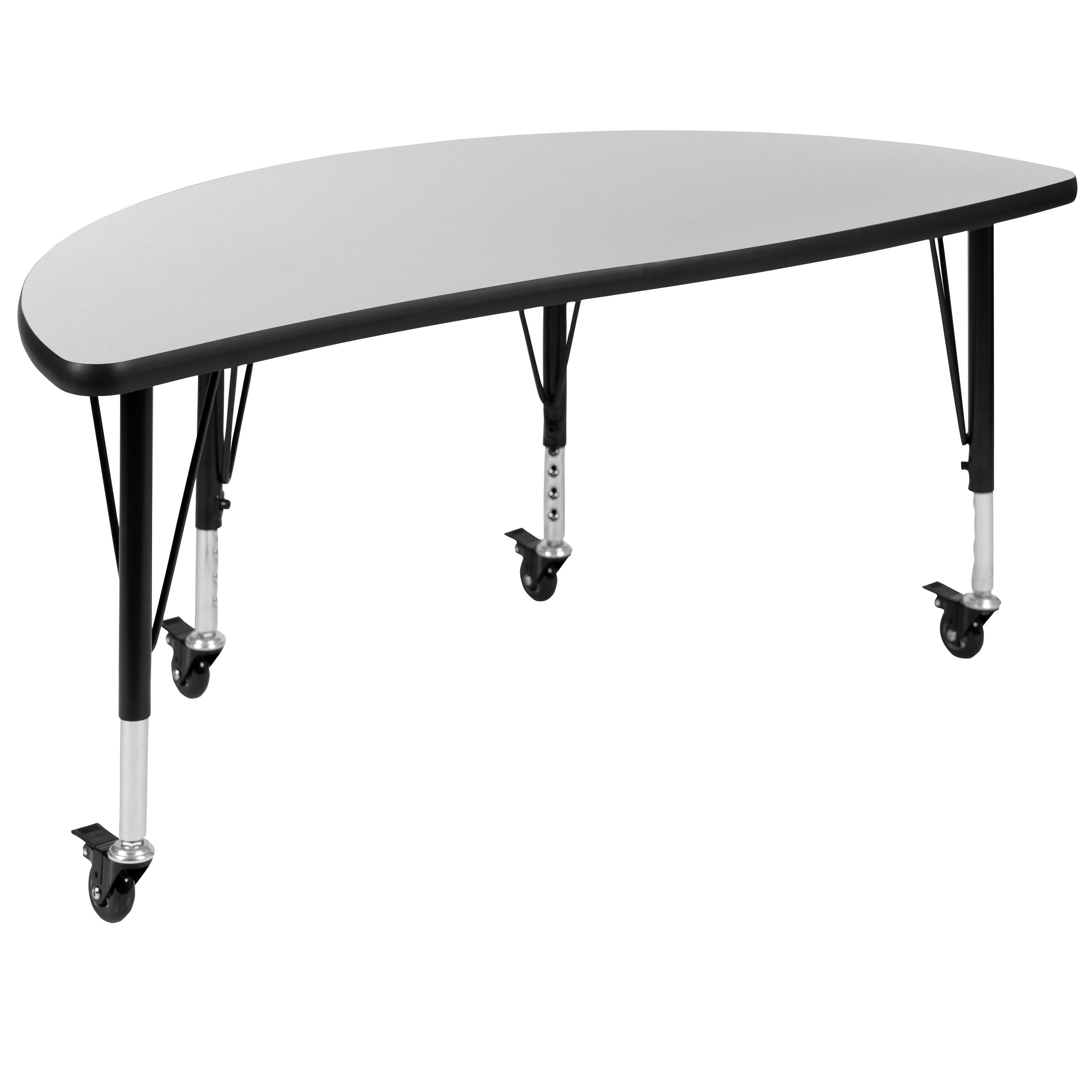 Alt View 9. Emma + Oliver - Mobile 47.5" Circle Wave Collaborative Laminate Activity Table Set with 14" Student Stack Chairs, Grey/Black - Grey.