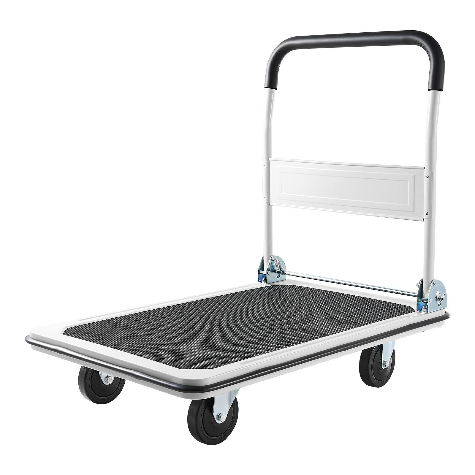 Alt View 5. VEVOR - Foldable Push Cart Dolly, 660 lbs Load Capacity, Folding Platform Truck with Swivel Wheels, Moving Platform Hand Truck - White + Black.