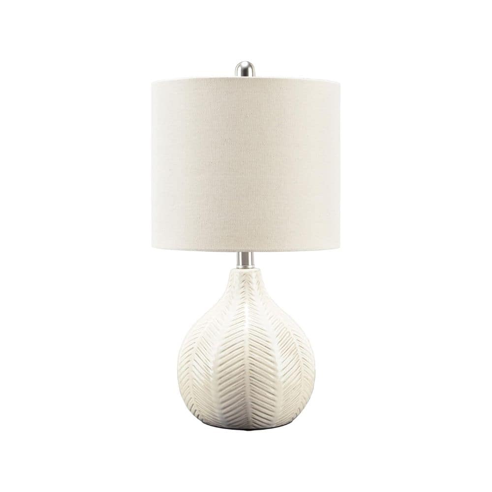 Timberline Haven - MODERN HERRINGBONE CERAMIC TABLETOP LAMP - White