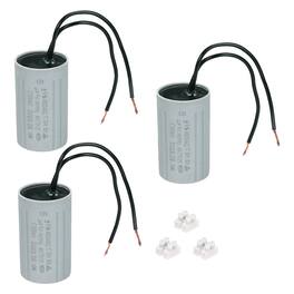Unique Bargains - 3pcs 6uF CBB60 Running Capacitor, AC 450V 2 Wires 50/60Hz Cylinder 60x35mm for Water Pumps, Washing Machines - Gray