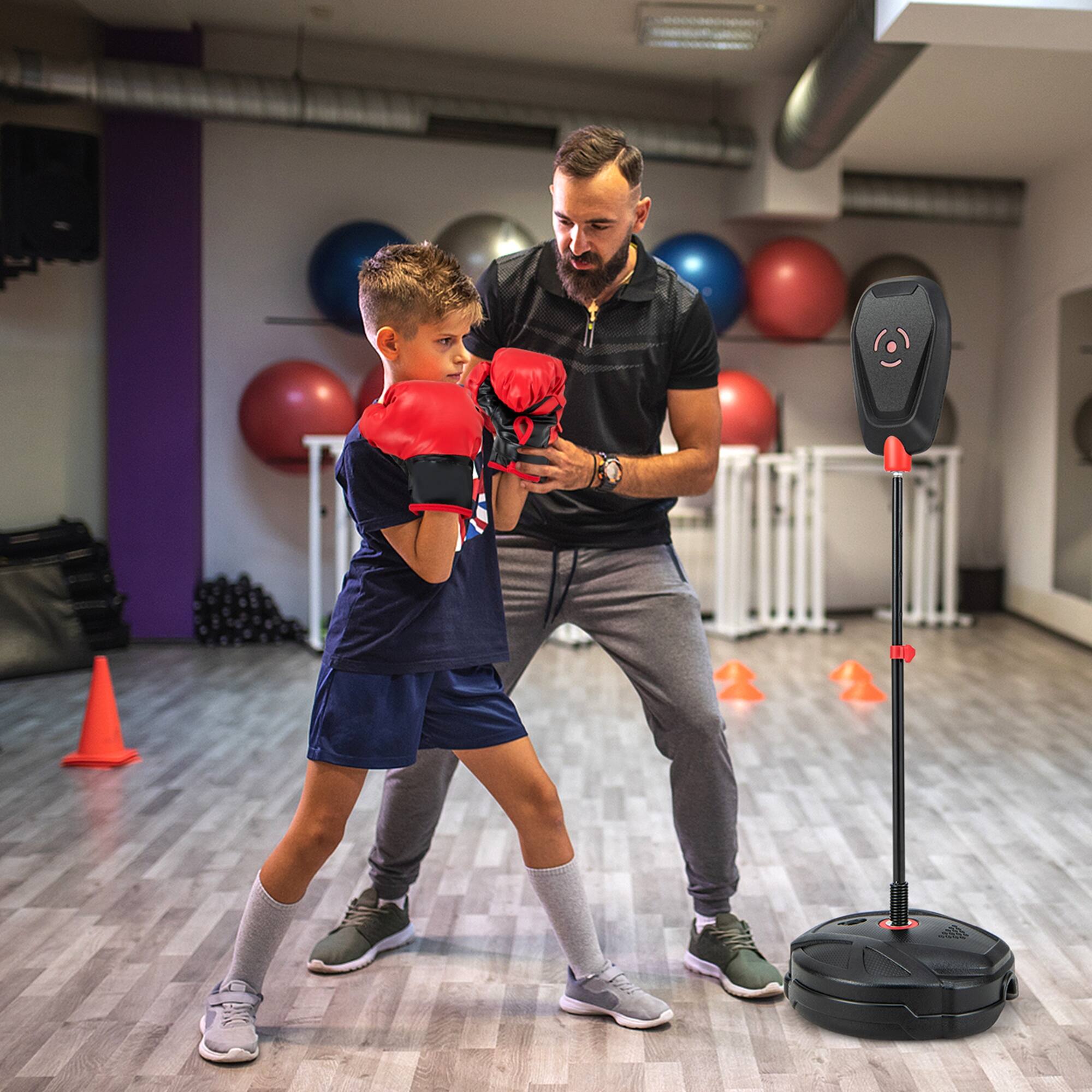 Alt View 2. Costway - Costway Kids Punching Bag with Stand Height Adjustable Boxing Equipment with Gloves - Black.