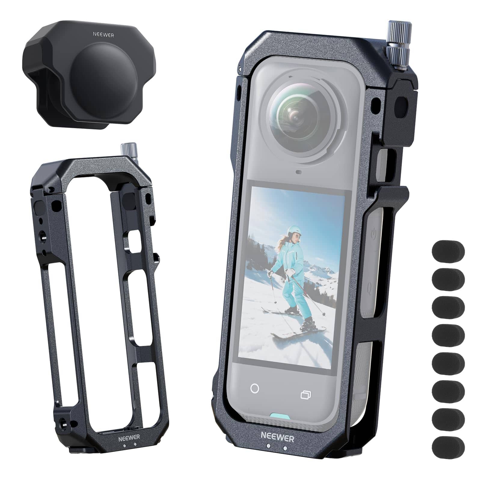 Neewer - Aluminum Camera Cage with Quick Release, Action Mount, 1/4" Threads - Black