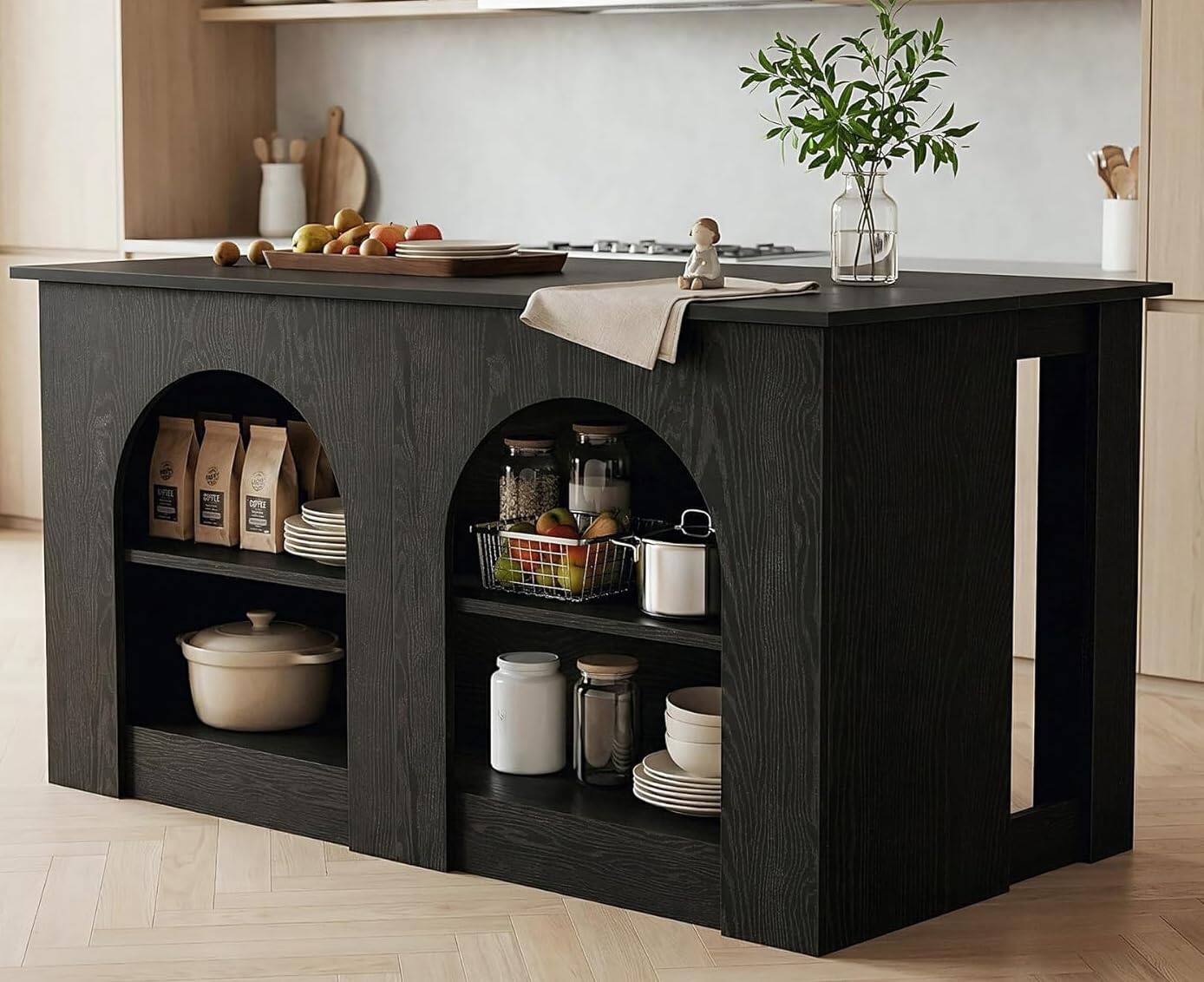 Tribesigns LITTLE TREE 55” Kitchen Island with Seating and Storage ...