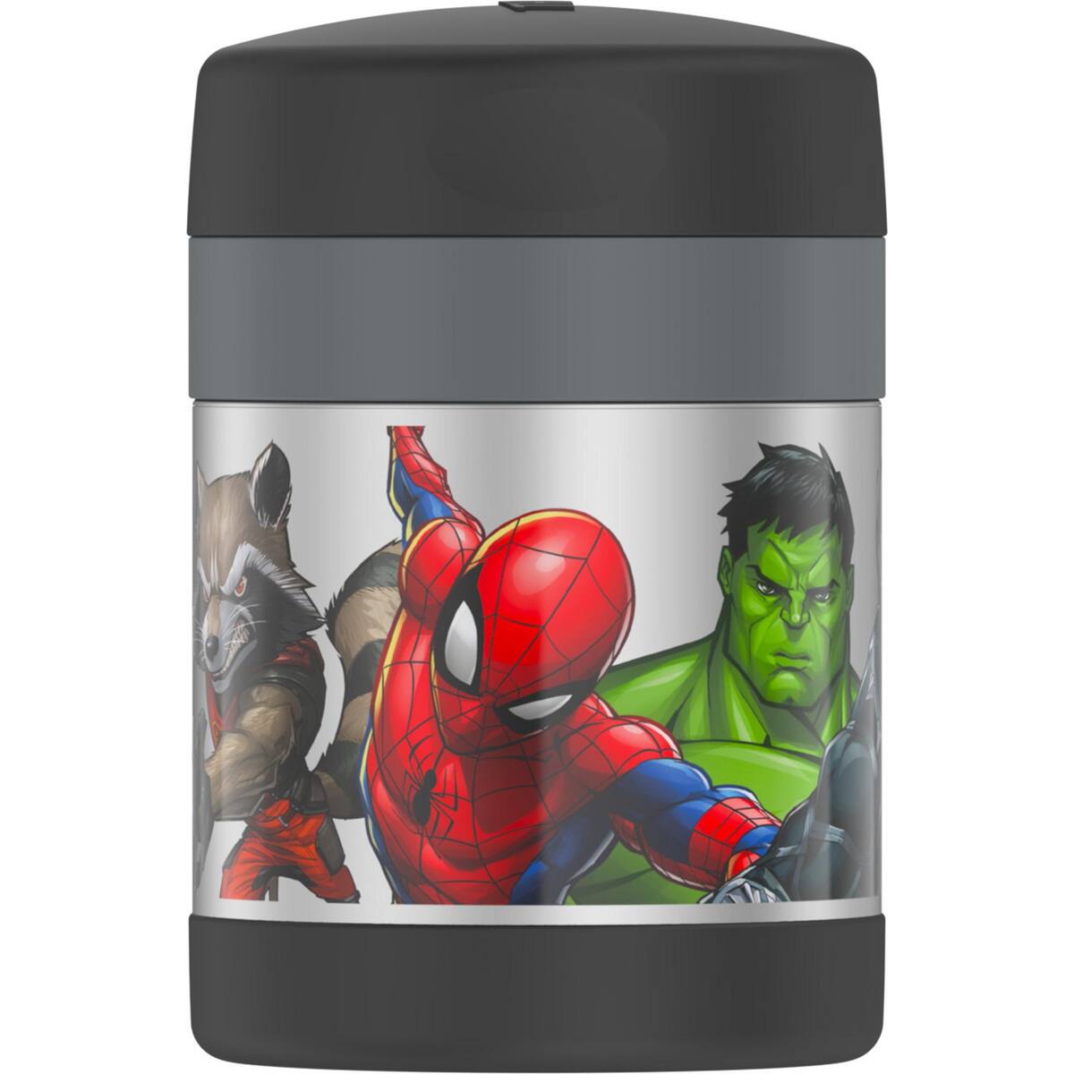 Alt View 1. Thermos - Thermos 10 oz. Kids Funtainer Stainless Steel Food Jar w/ Spoon - Marvel - Marvel Universe.