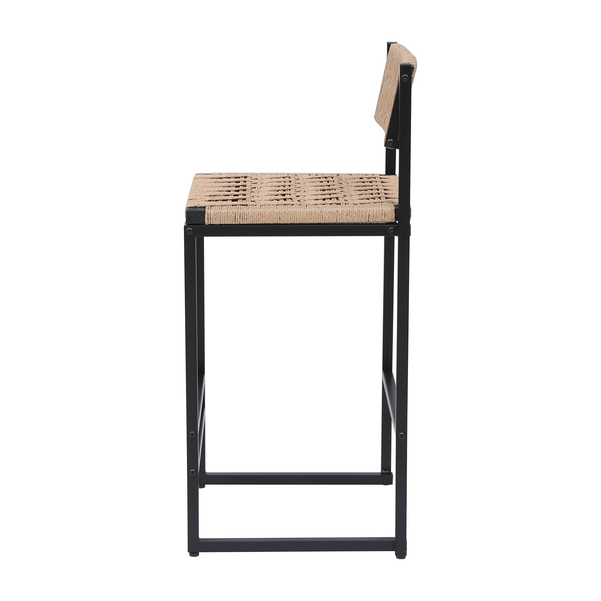 Alt View 8. GOODSILO - Set of 2 Woven Bar Stools - Hand Weave Counter Stool with Footrest for Kitchen Island, Dining Room - Honey.