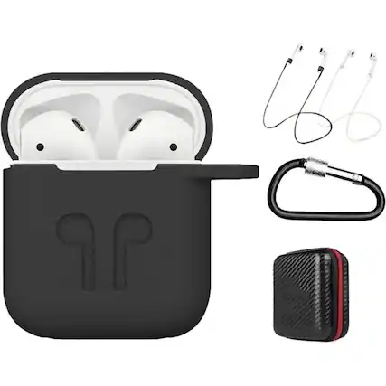 Front. SaharaCase - Case for Apple AirPods (1st Generation and 2nd Generation) - Black.