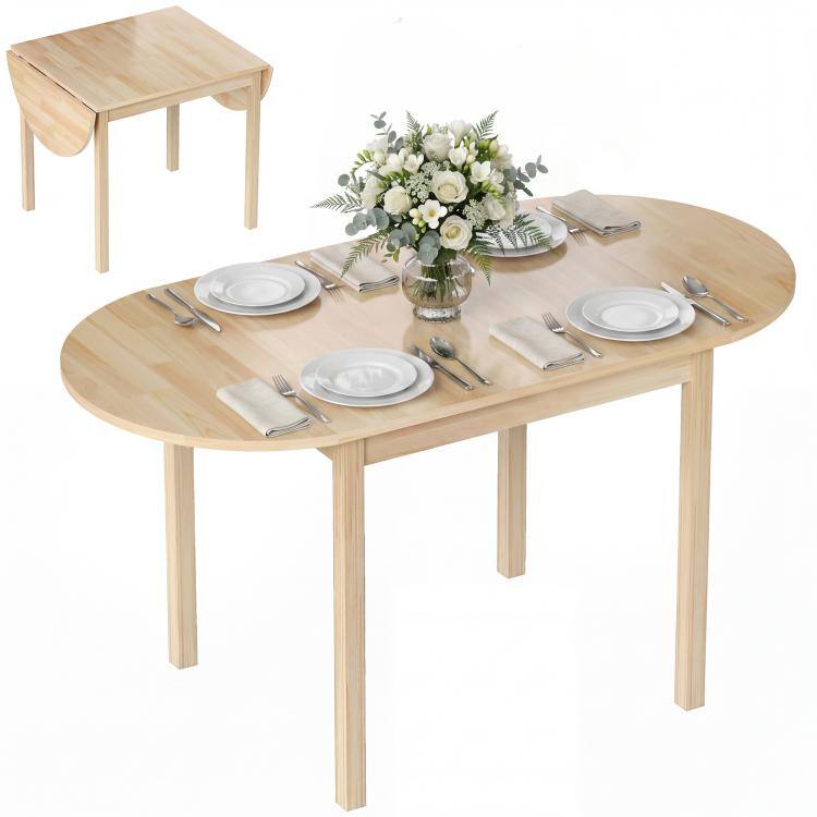 Alt View 10. PULUZ - 55 inch Wood Kitchen Table, Drop Leaf Tables for Small Spaces - Natural.