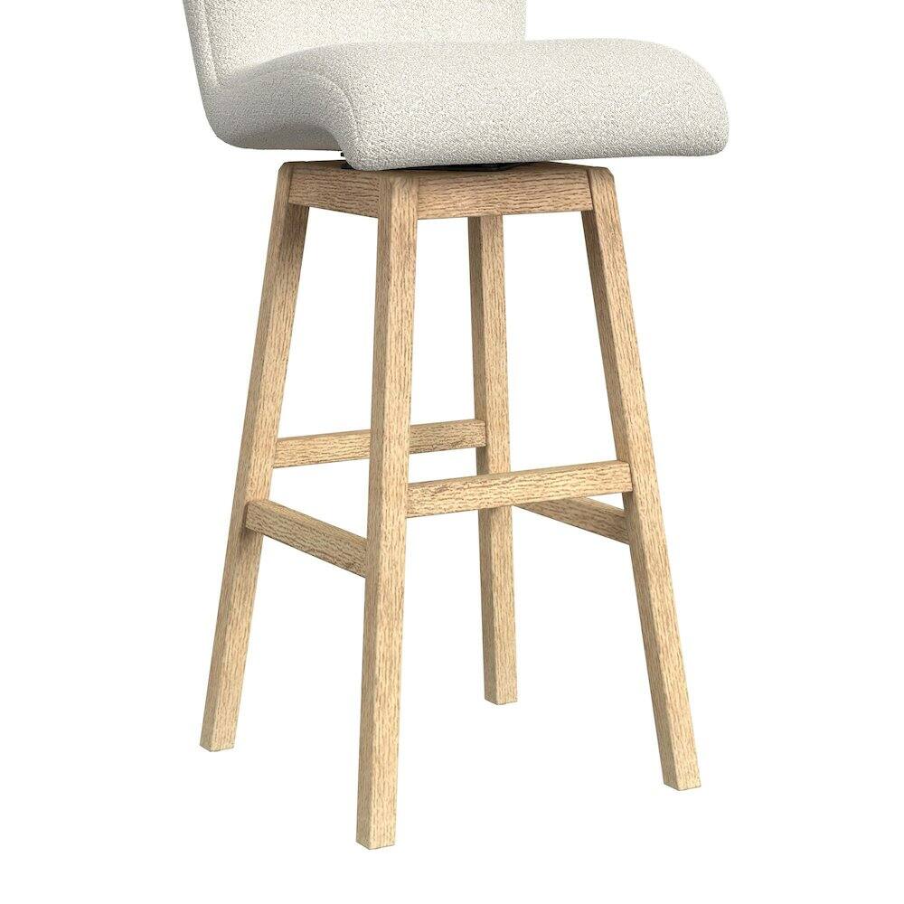 Angle. Picket House Furnishings - Cambria UPH Swivel Bar Stool with Beige Boucle in Natural - Tural.
