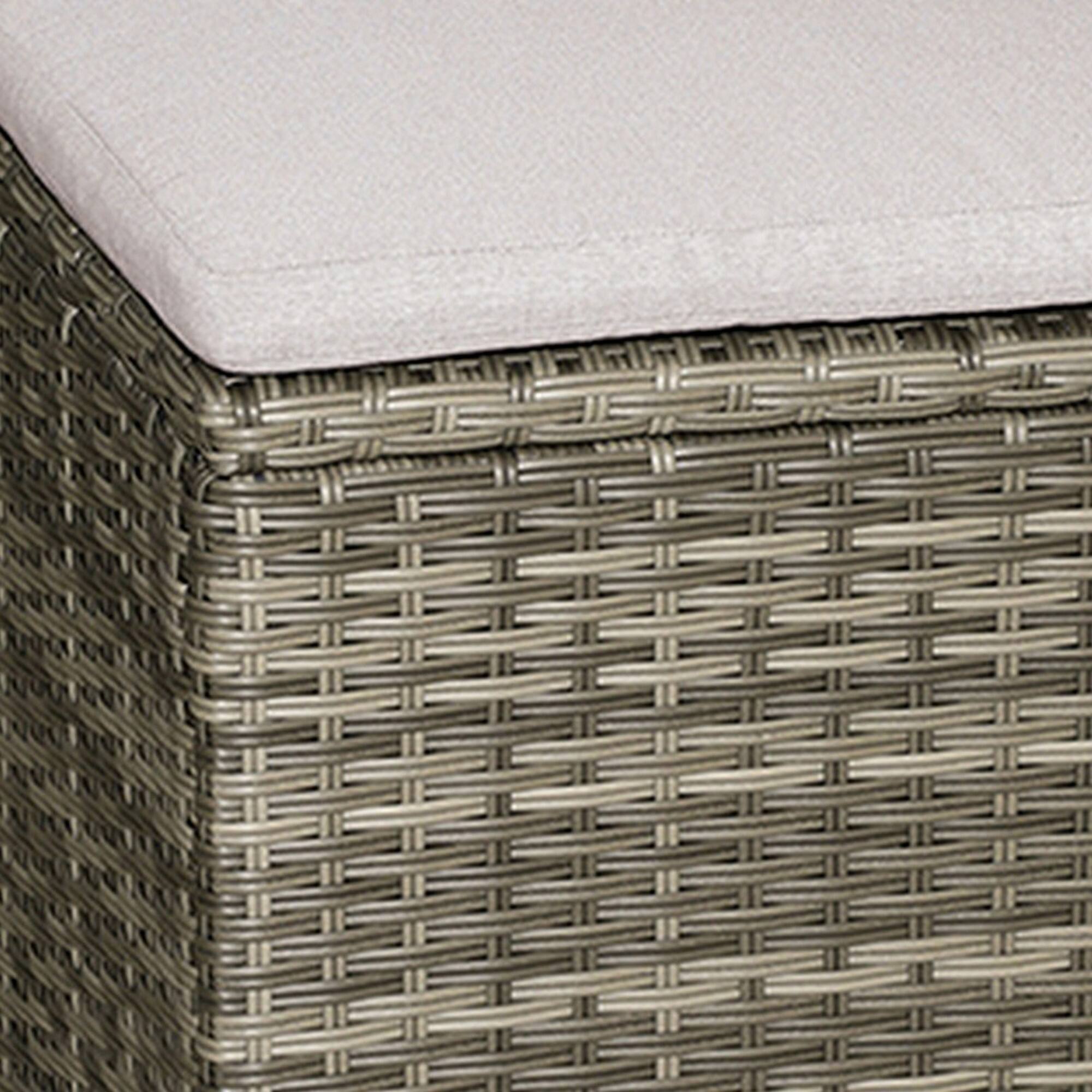 Alt View 2. Manhattan Lane - Foca 18 Inch Outdoor Square Ottoman, Set of 2, Gray Fabric, Faux Wicker - Gray, Brown.