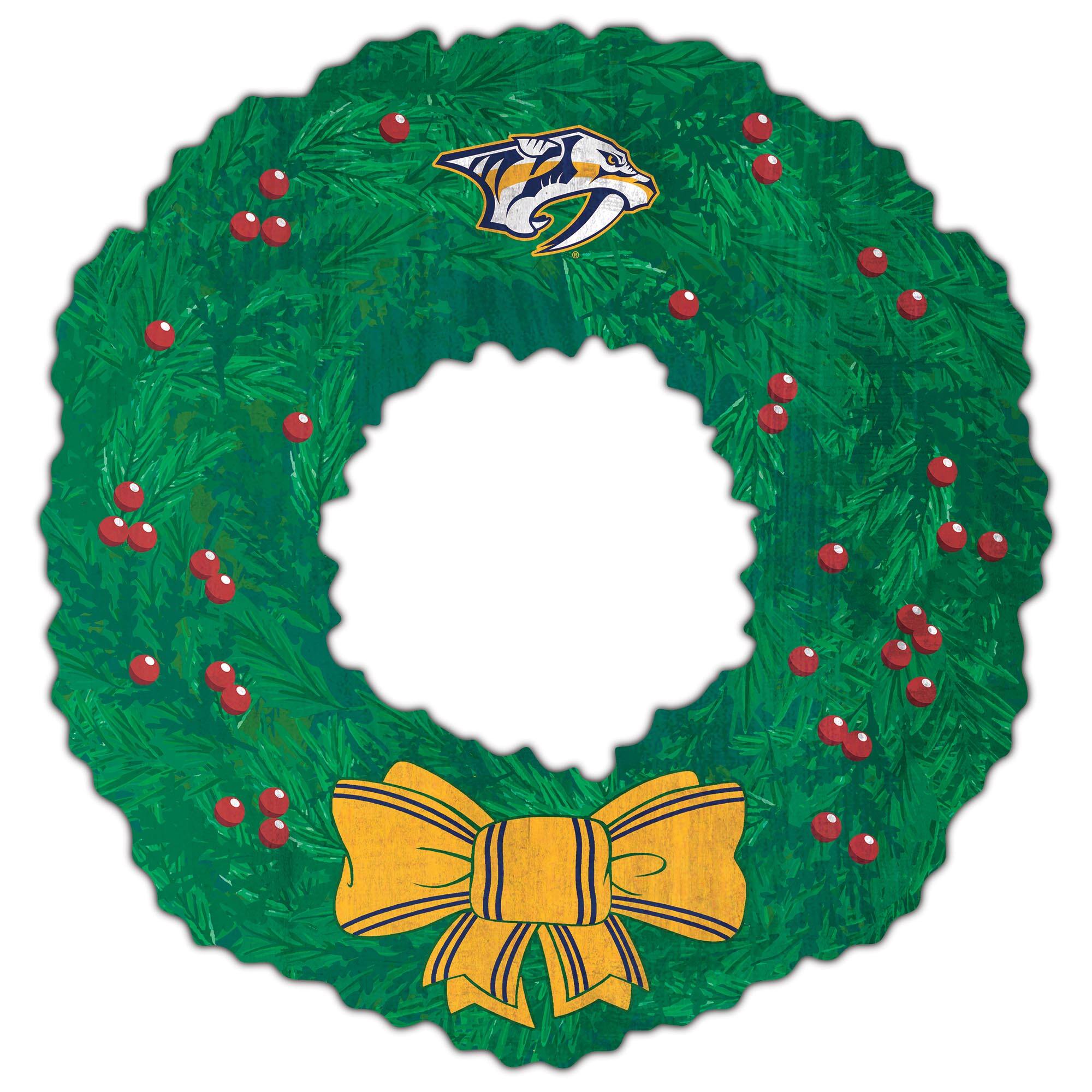 Front. Fan Creations - Nashville Predators 16'' Team Wreath Sign - Green.