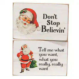 BreeBe - Don't Stop Believin Santa Block Sign 2 Asstd - Multicolor