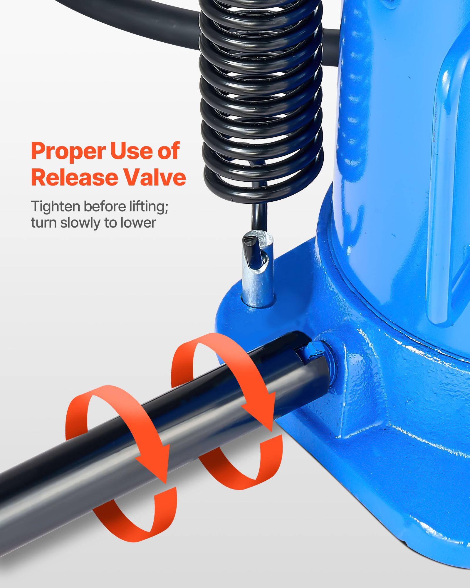 Proper Use of Release Valve  
Tighten before lifting; turn slowly to lower