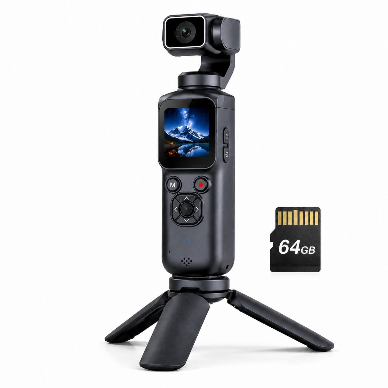 Front. PRIMEPLUS - 4K Handheld Camera with 3-Axis Stabilization 1.72 Inch Touchscreen Auto Face Tracking and 64GB Card.