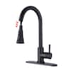 Front. Boyel Living - Black Single Handle Pull Down Sprayer Kitchen Faucet with Deck Plate - Matte Black.