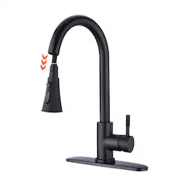 Black Single Handle Pull Down Sprayer Kitchen Faucet with Deck Plate