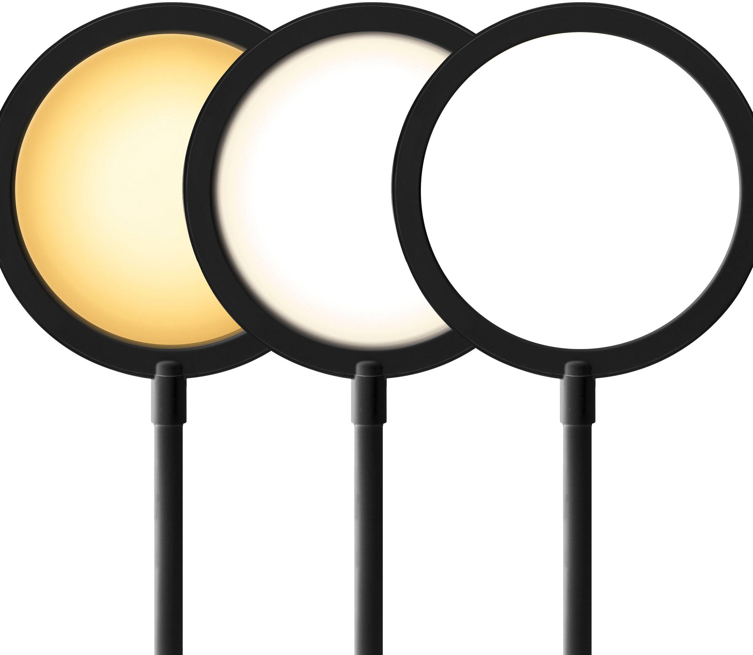 Left. OttLite - Good Housekeeping Circular LED Desk Lamp w/Wireless Charging - Black - Black.