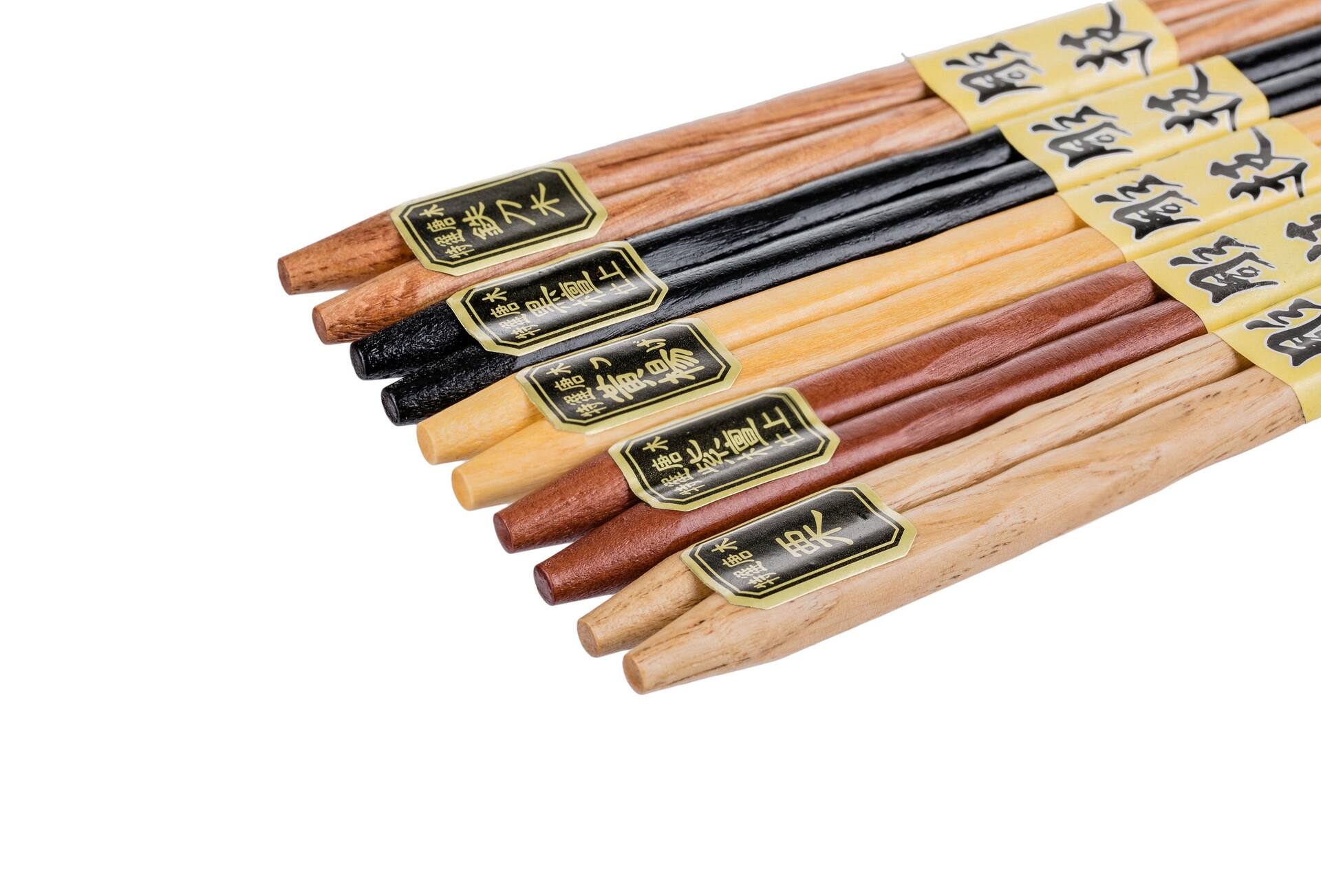 Back. Heim Concept - Heim Concept 5 Pair Organic Traditional Hardwood Japanese Reusable Chopsticks - Brown.