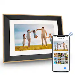 eco4life - 10.1" Smart WiFi Art Frame - Mother's Day Gift, Wood Frame, HD IPS Touch Screen, App Photo Sharing, Alexa
