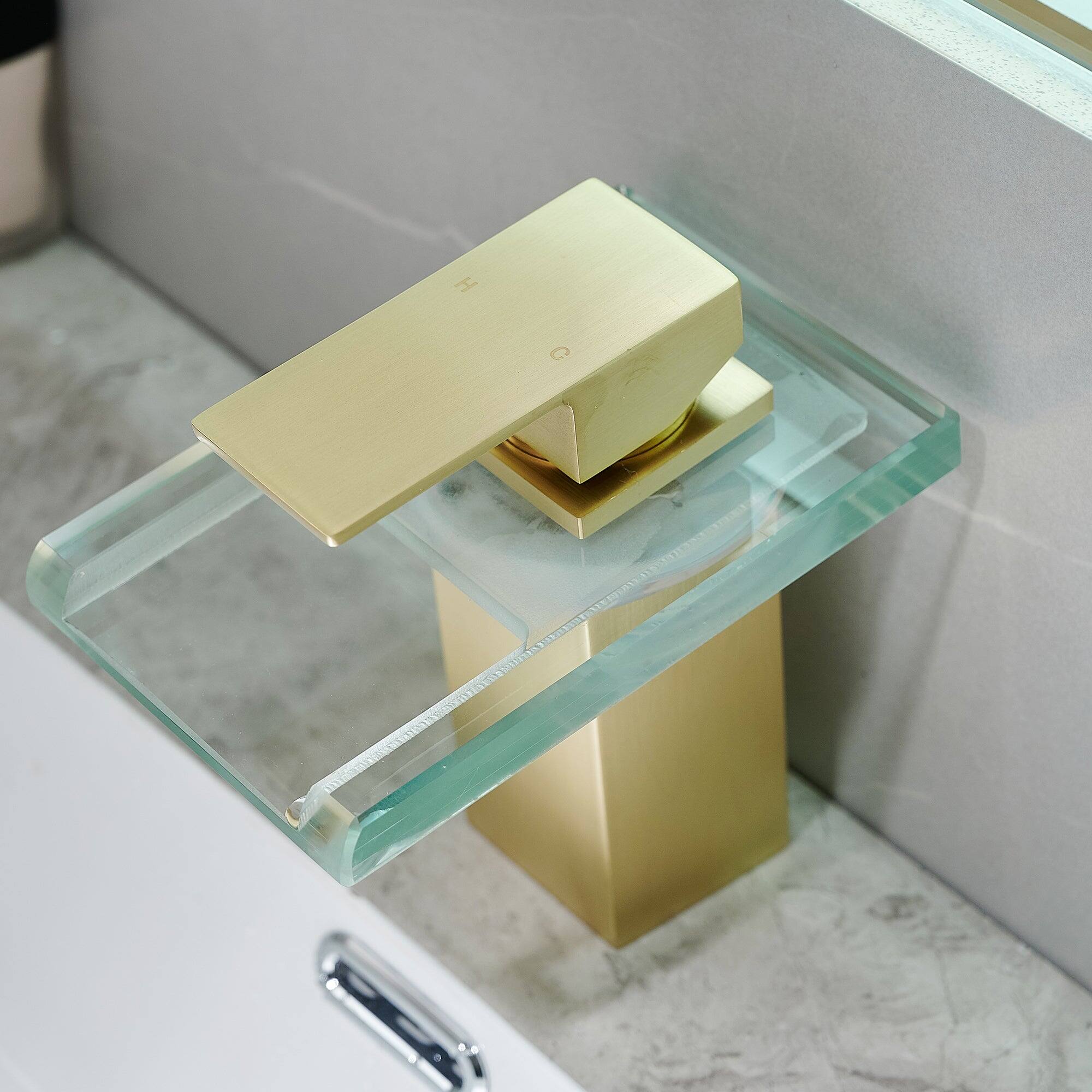 Alt View 9. Boyel Living - Brass Single Handle Single Hole Bathroom Faucet Brushed Gold with LED Temperature Sensor and Supply Hoses Easy Install - Brushed Gold.