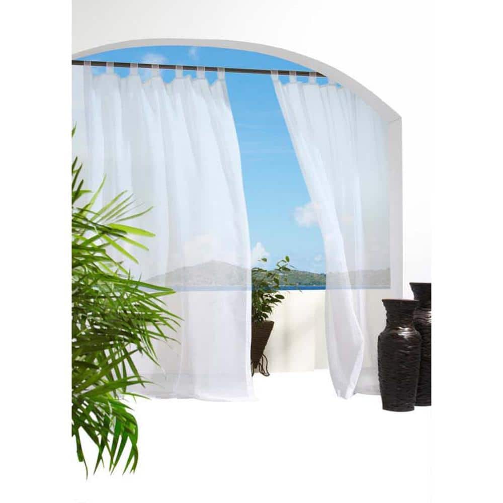 Commonwealth Home Fashions - Commonwealth Outdoor Decor Escape Voile Hook and Loop Tab Curtain Panel - 54x84" - White
