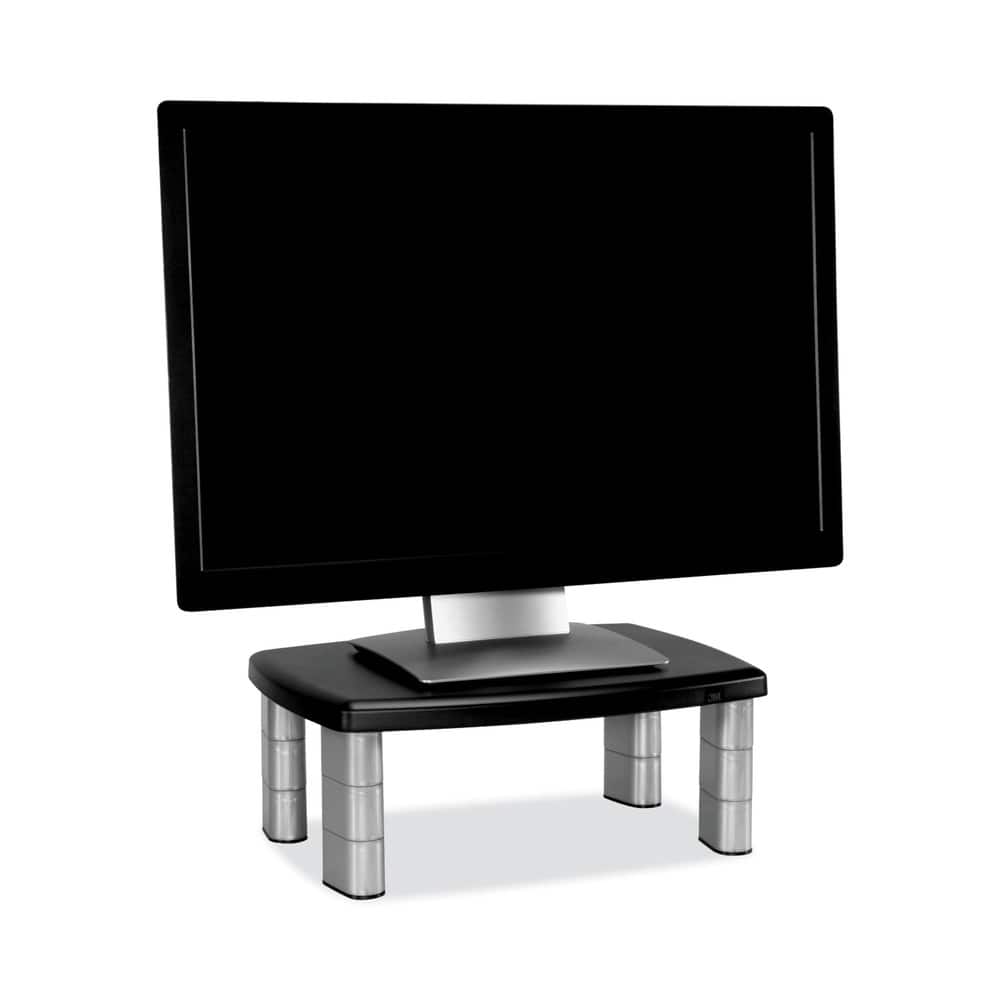 3M - MS80B 15 in. x 12 in. x 2.63 in. to 5.78 in. 80-lb. Capacity Adjustable Monitor Stand - Black/Silver