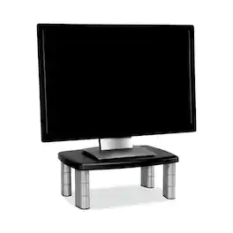 3M - MS80B 15 in. x 12 in. x 2.63 in. to 5.78 in. 80-lb. Capacity Adjustable Monitor Stand - Black/Silver