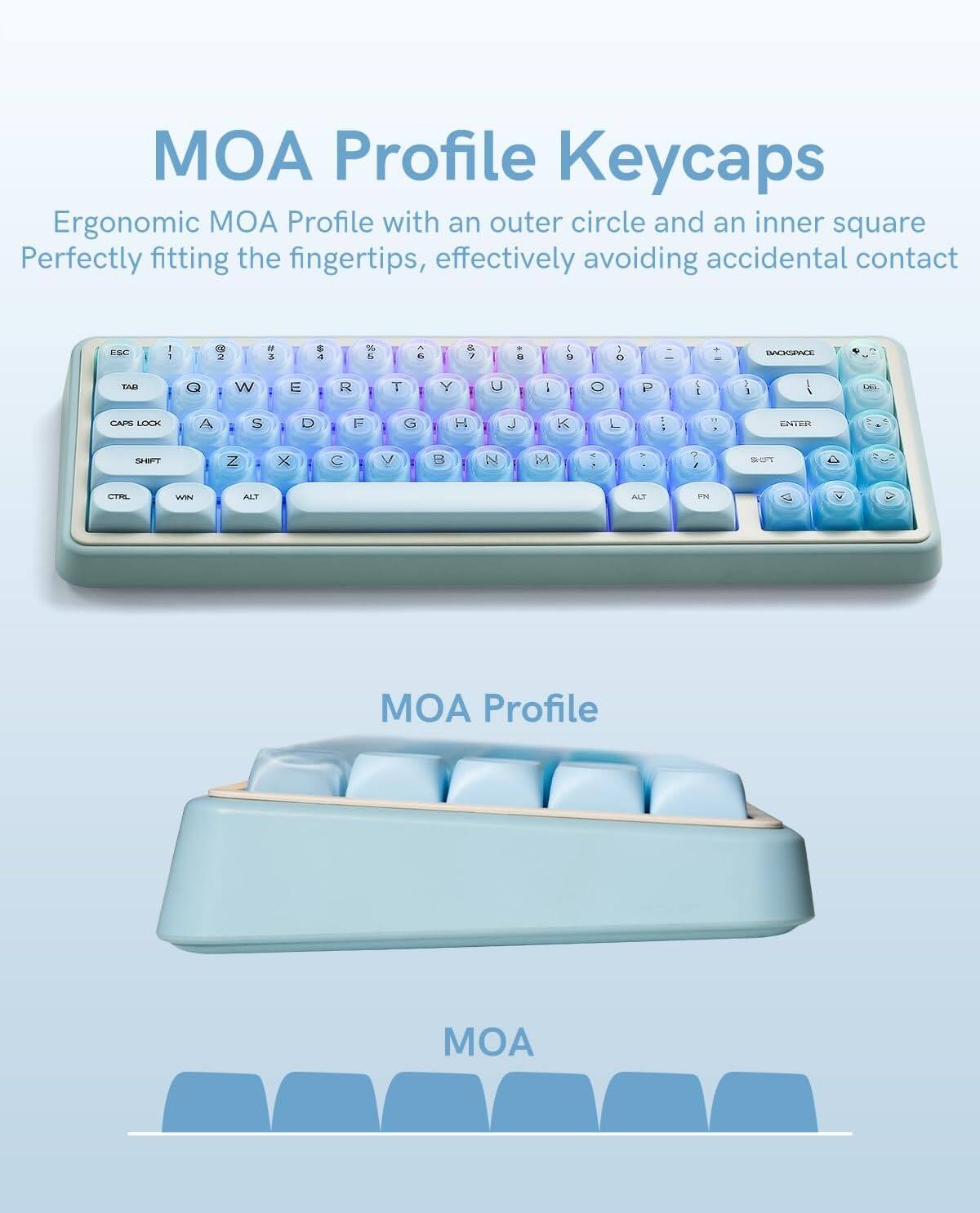 MOA Profile Keycaps

Ergonomic MOA Profile with an outer circle and an inner square  
Perfectly fitting the fingertips, effectively avoiding accidental contact

MOA Profile

MOA