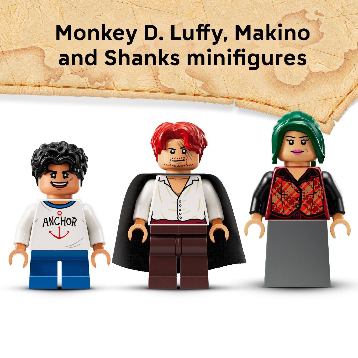 Monkey D. Luffy, Makino and Shanks minifigures