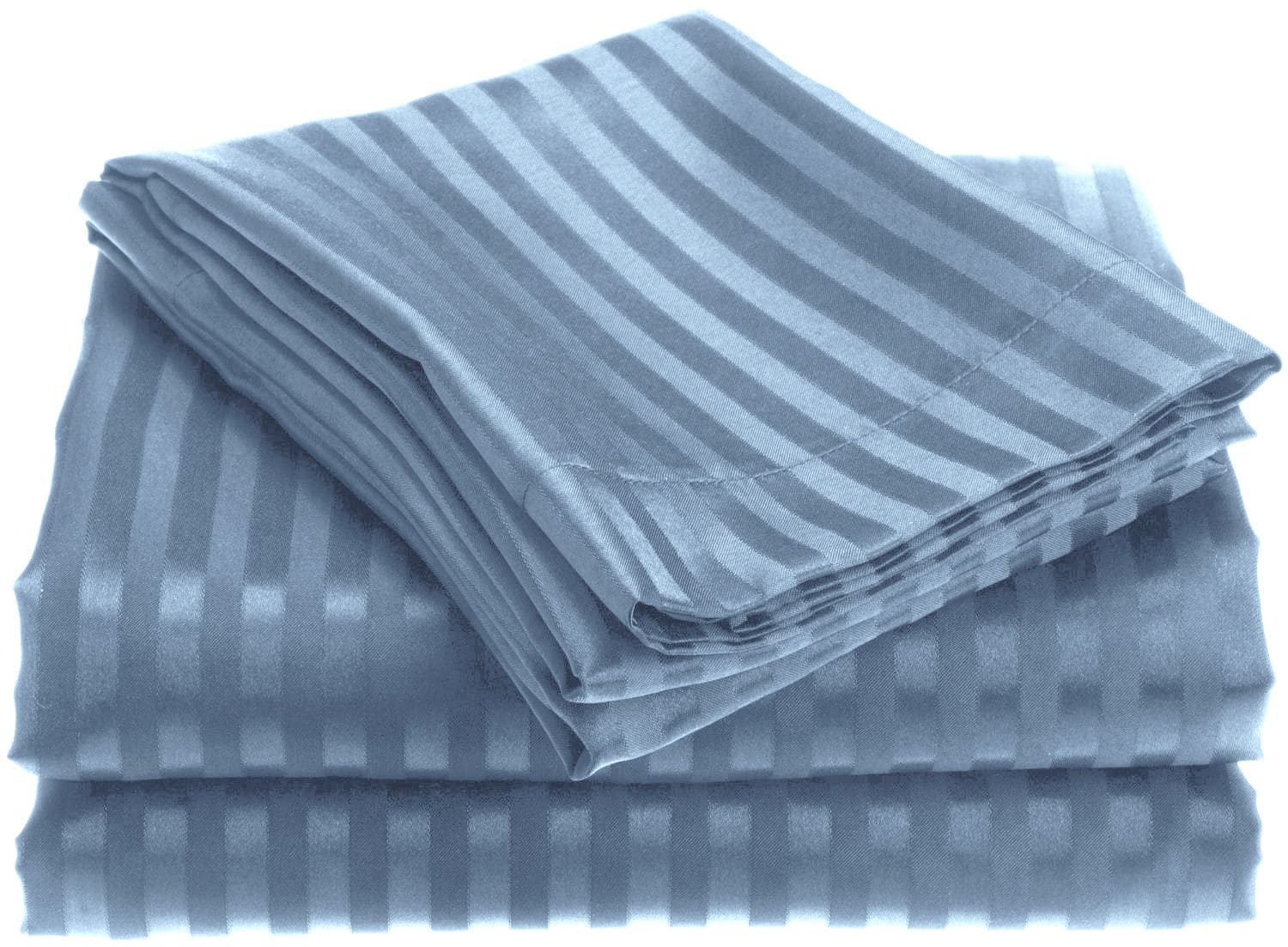 Plazatex - 1800 Series Embossed Striped Wrinkle Resistant Sheet 4pc Set Full - Light Blue