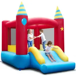 Costway - Inflatable Bounce Castle Kids Jumping Bouncer Indoor Outdoor Blower Excluded - Multicolor