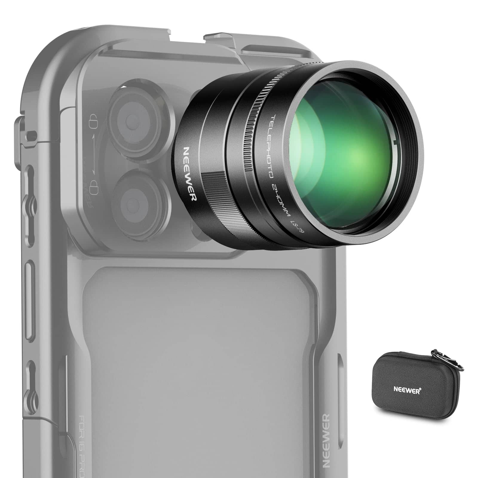 Neewer - 2X Telephoto Converter Lens for Phone, 240mm Equivalent, 17mm Thread, LS-79