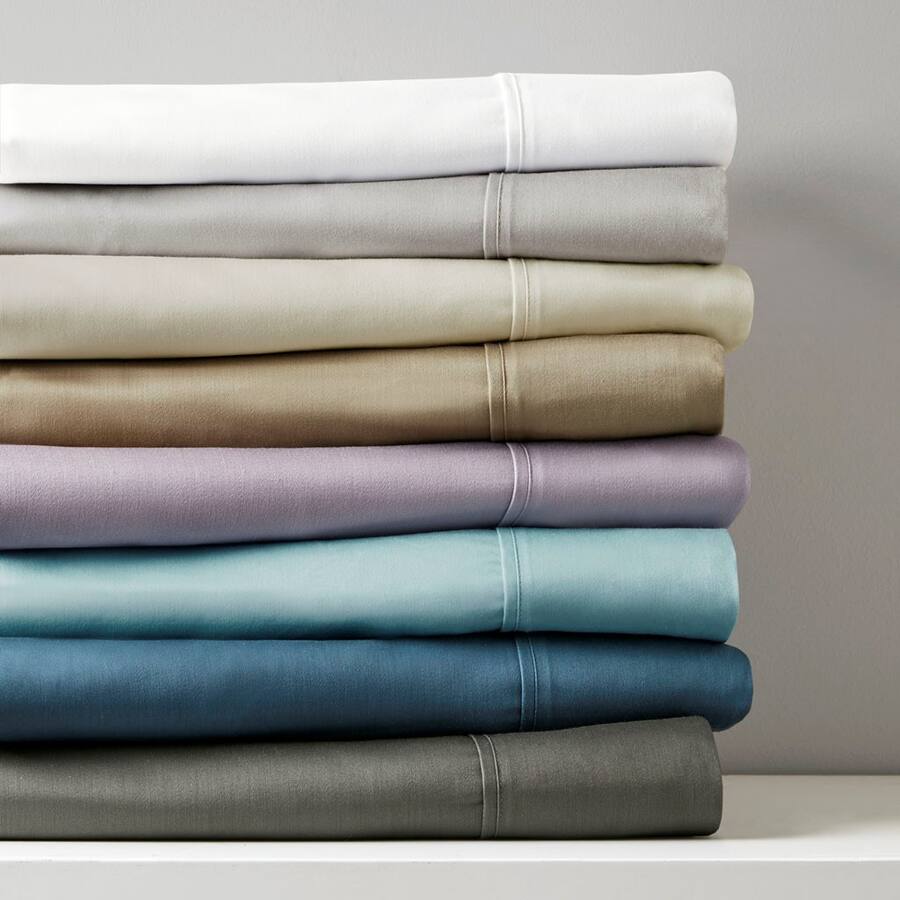 Textured Poly Thread Gracie Mills Elodie 800 Thread Count Sateen Sheet Set White 5246-02PM ...