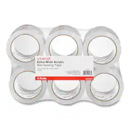 Universal - Extra-Wide Moving and Storage Packing Tape, 2.83 Inch x 54.7 yd, Clear, 6 per Pack