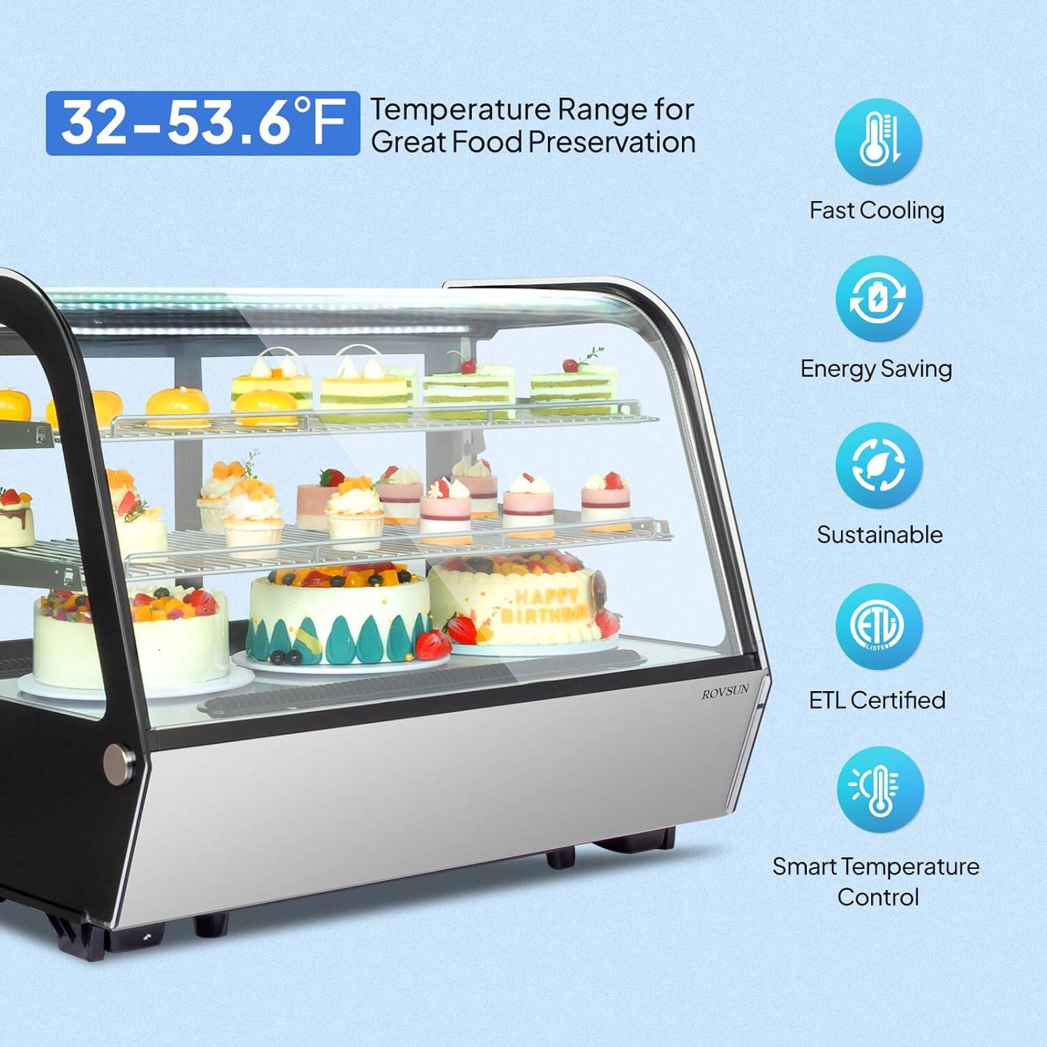Temperature Range for 32-53.6°F Great Food Preservation  
Fast Cooling  
Energy Saving  
Sustainable  
ETL Certified  
Smart Temperature Control