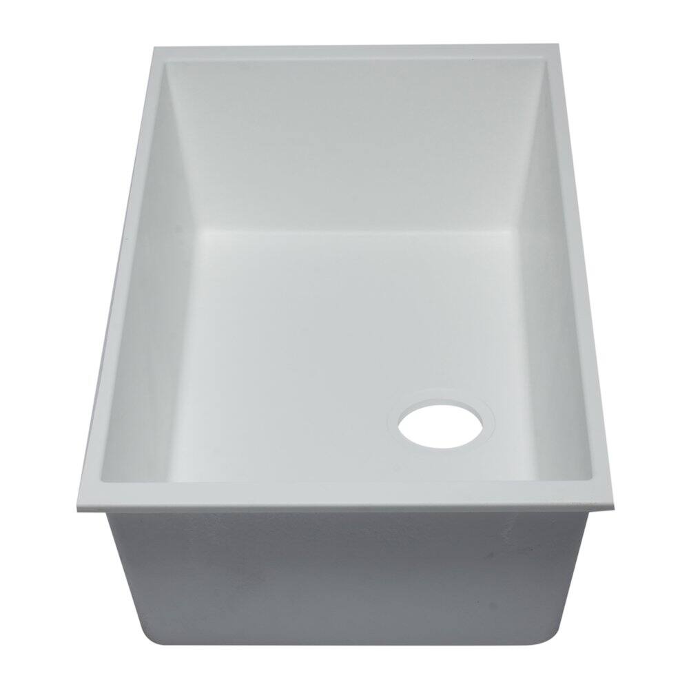 Alt View 5. Alfi - ALFI brand White 33 Single Bowl Undermount Granite Composite Kitchen Sink - White.