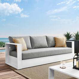 Tahoe Outdoor Patio Powder-Coated Aluminum Sofa by Modway - White Gray