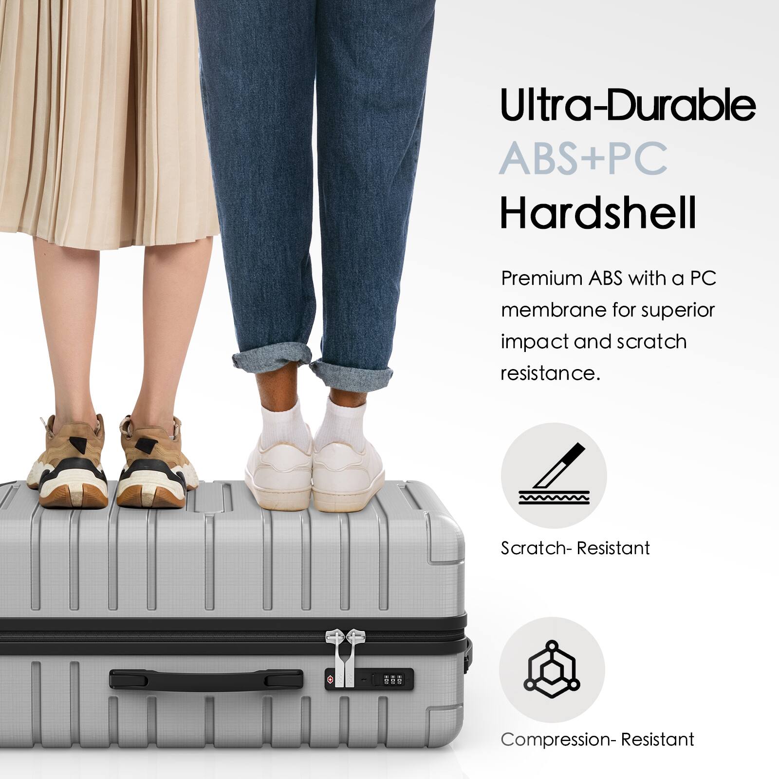 Ultra-Durable ABS+PC Hardshell

Premium ABS with a PC membrane for superior impact and scratch resistance.

Scratch-Resistant

Compression-Resistant