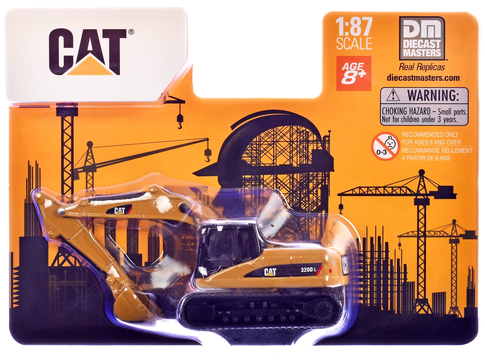 CAT Caterpillar 320D L Hydraulic Excavator 1/87 (HO) Diecast Model by Diecast Masters - Yellow