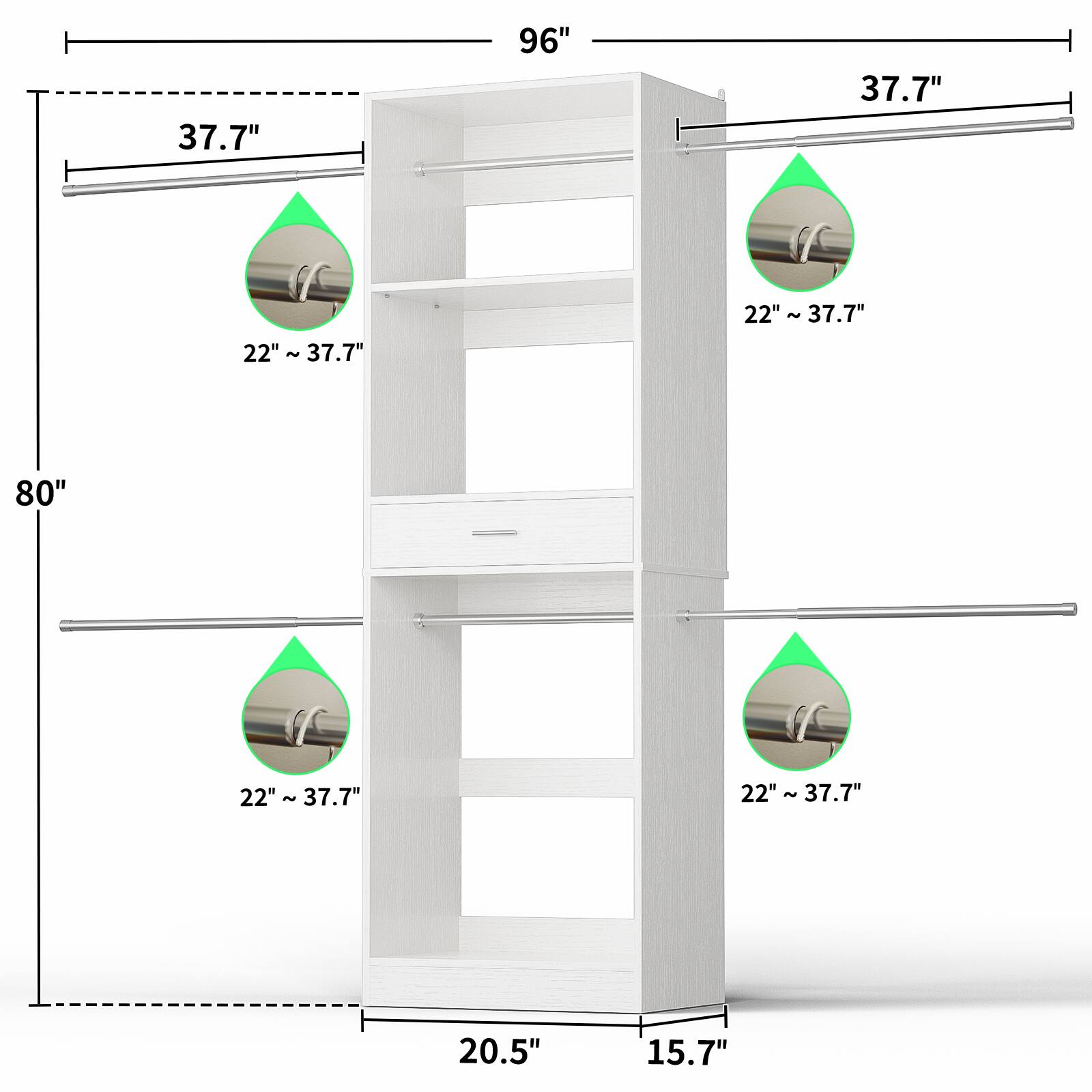 37.7" 96" 37.7" 22" ~ 37.7" 22" ~ 37.7" 80" 22" ~ 37.7" 22" ~ 37.7" 20.5" 15.7"