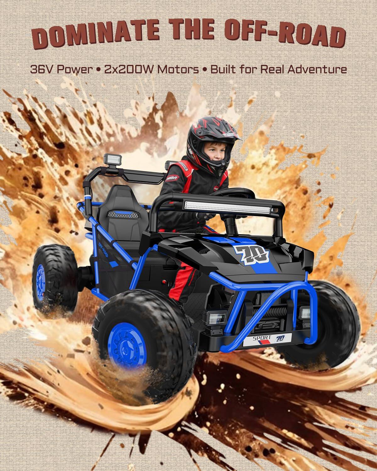 DOMINATE THE OFF-ROAD  
36V Power • 2x200W Motors • Built for Real Adventure  
MRA XXXXX  
ZD SPORT 70