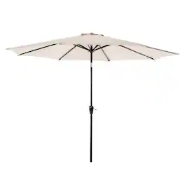 Nuu Garden - 7.5' Round Patio Umbrella with Crank and Tilt, Aluminum Pole, 8 Iron Ribs - Beige