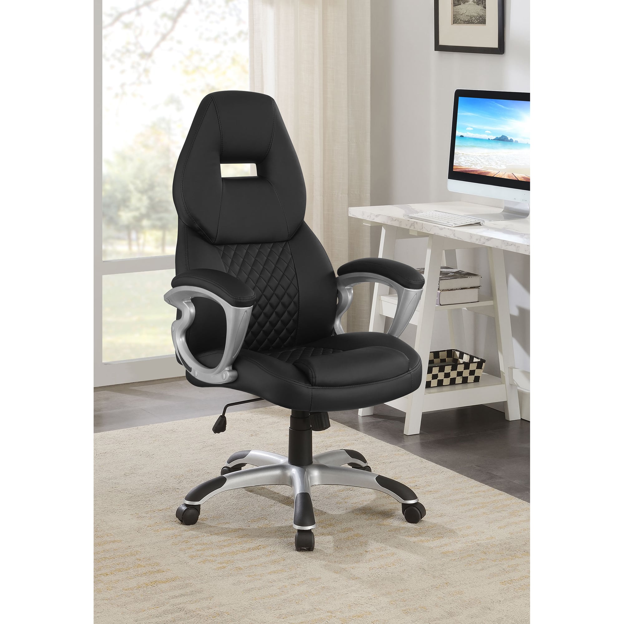 TinyHomie - Bruce Upholstered Adjustable Home Office Chair - Black